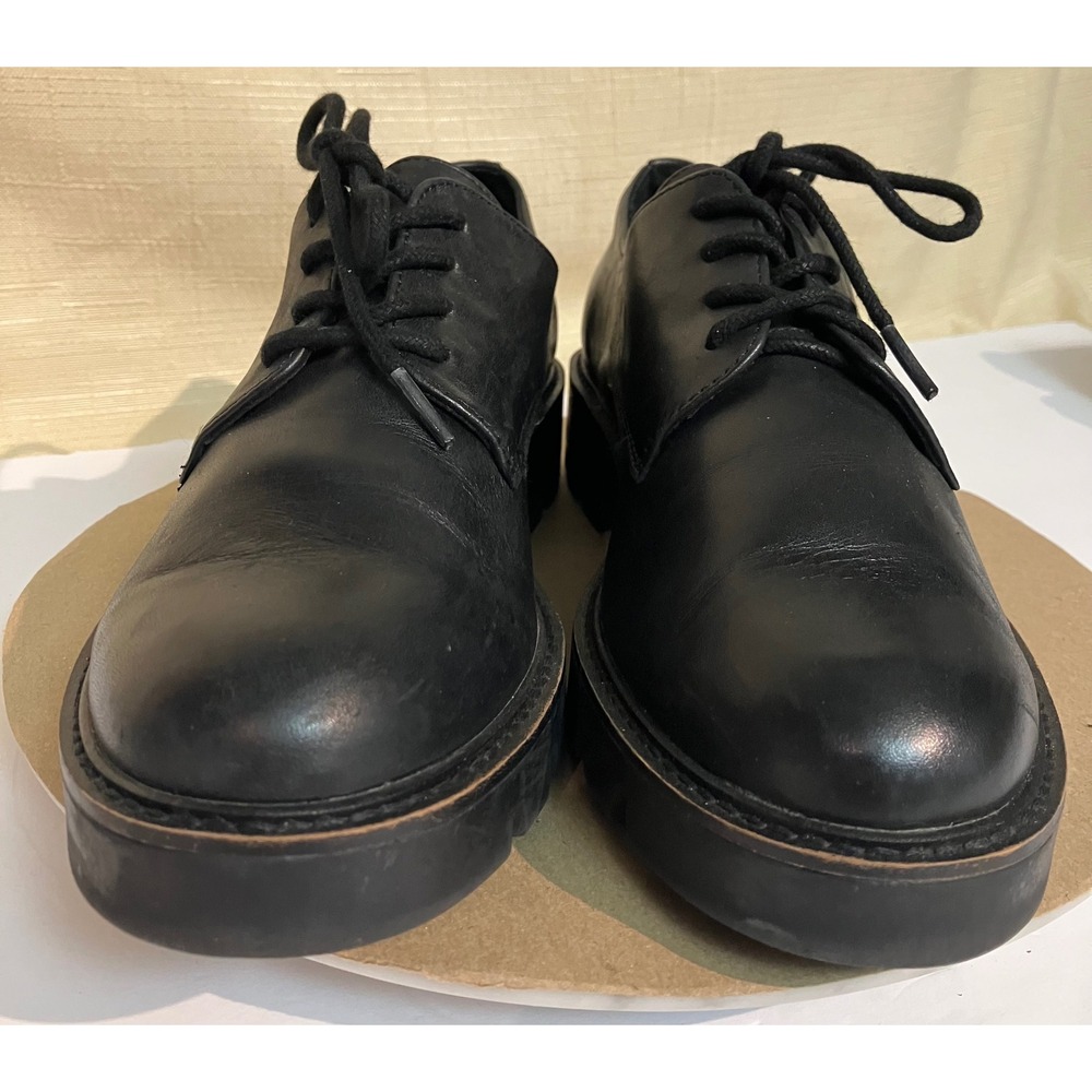 White Mountain Oxfords Women 8.5 Black Excellent Lug Sole Leather Lace Up Shoes